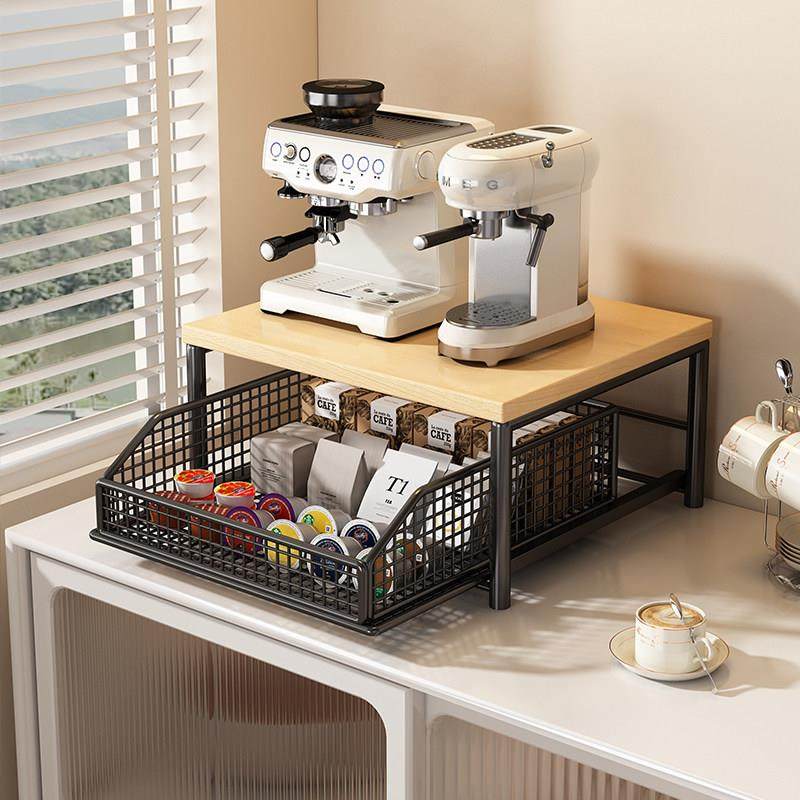 抽拉厨房微波炉置物架咖啡机台面茶包储物盒电饭煲空气炸锅收纳架,淘宝优惠券,粉丝福利购,淘宝优惠卷