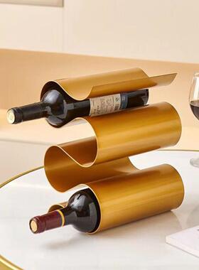 现代简约创意金属几何红酒架摆件餐厅酒柜电视柜家居桌面软装饰品