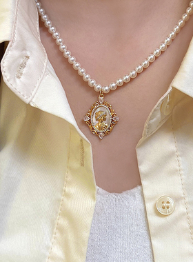 天然贝壳珍珠真金电镀吊坠项链女