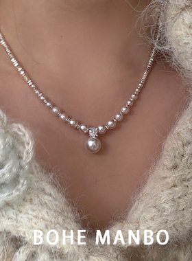 曼塔玫瑰施家珍珠碎银子项链轻奢