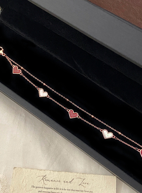 天然贝壳爱心双层叠戴串珠手链女