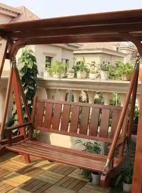 户外碳化木双人摇椅室内外家用藤椅庭院儿童椅秋千吊篮阳台