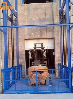 小型导轨式液压货梯举升机提货机仓库简易工业工厂两层升降平台