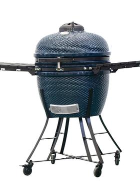 户外烧烤炉bbq炭火烟熏炉圆形陶瓷焖烤炉美式户外烧烤炉