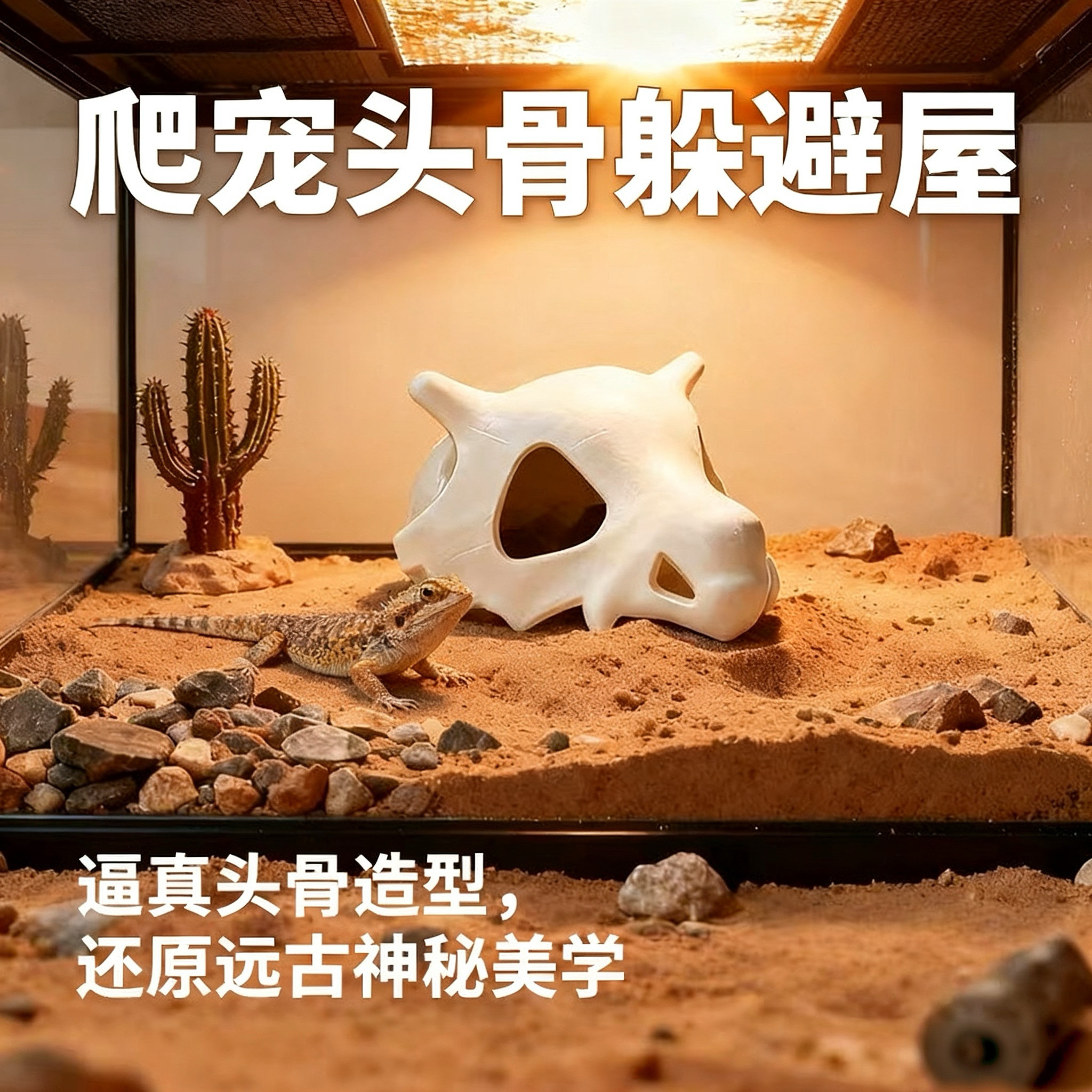 爬宠饲养缸躲避屋鱼缸造景爬宠蜥蜴守宫鬃狮创意头骨躲避造景装饰,淘宝优惠券,粉丝福利购,淘宝优惠卷