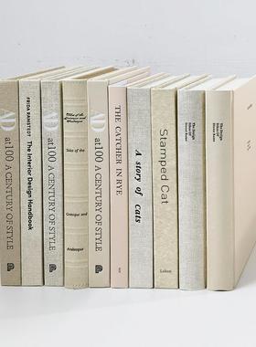 现代简约米白色装饰真书样板间样品屋展示中心客厅书柜饰品彷真书