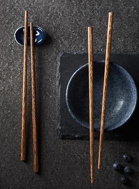 鸡翅木中式家用天然实木筷子个性礼盒装防滑厨房耐高温筷子10双