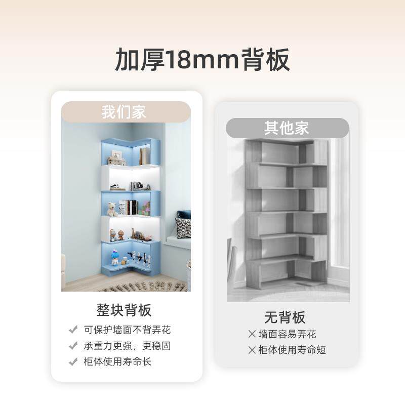 定制儿童房转角落地书柜靠墙一体书架置物架卧室拐角实木储物柜子 - 图2