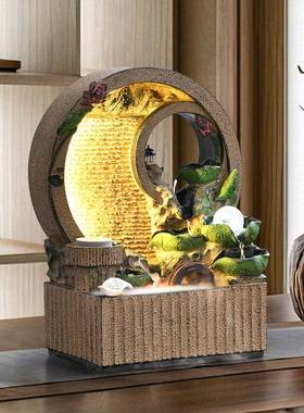 新中式流水生财摆件循环水入户风水轮客厅办公室喷泉水景开 业礼