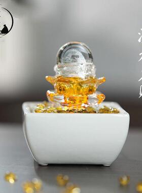 八方招财聚宝盆流水摆件客厅玄关风水办公室循环加湿开业乔迁送礼