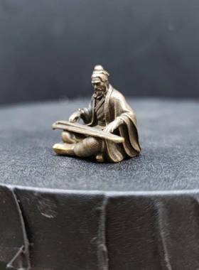 黄铜高山流水齿鼓钢琴古古筝小人物鱼缸盆景假山微型园林景观摆件