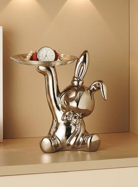 高颜值闹钟玄关钥匙收纳摆件电子钟摆件家用客厅卧室数字智能台钟