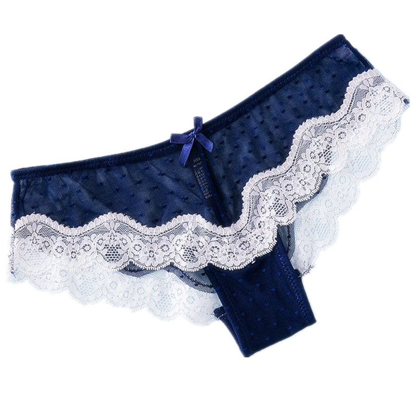 网红Women's Lace Bow Thongs, T Back Low Waist See Through-图2