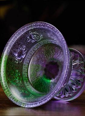 供水杯用品杯家用圣水杯现代八吉祥供杯摆件琉璃供水碗