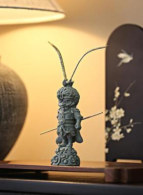 青砂石悟空摆件齐天大圣家居桌面茶宠工艺品装饰品微景观鱼缸造景