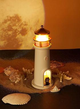 大英博物馆创意夜灯投影气氛灯塔床头感应台灯女士结婚生日礼物