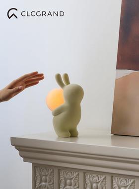 兔子小夜灯床头氛围感装饰品摆件卧室儿童房月亮灯房间改造小物件