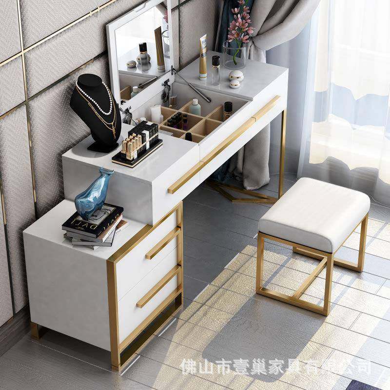 轻奢简约收纳柜一体翻盖化妆台家用港式梳妆台卧室网红化妆桌,淘宝优惠券,粉丝福利购,淘宝优惠卷