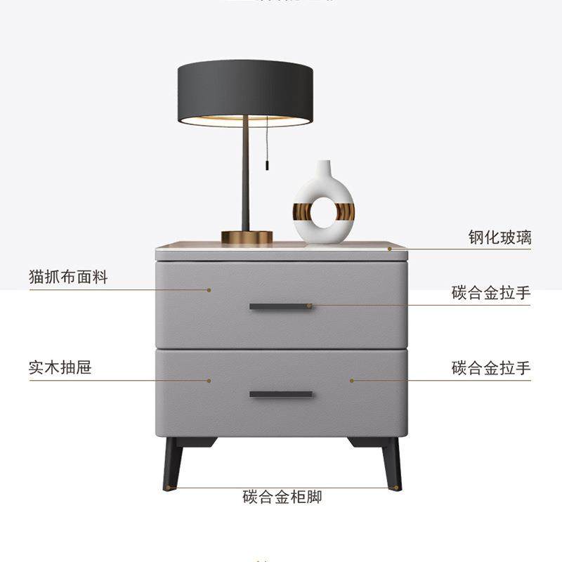 床头柜现代简约简易款皮质实木床边柜收纳轻奢卧室储物柜钢化玻璃,淘宝优惠券,粉丝福利购,淘宝优惠卷