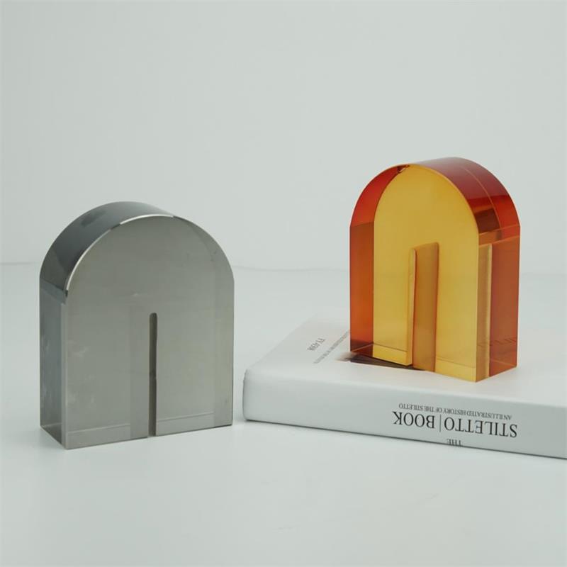 简约现代轻奢彩色水晶摆件创意拱形书档书柜客厅茶几书房软装饰品 - 图1