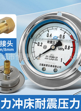 扬力气动冲床用耐震压力表YN-60ZT0-1MPa气压表液压表含接头
