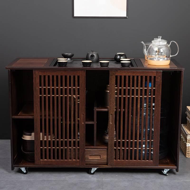 实木移动茶柜家用茶桌客厅茶台新中式泡茶几茶车茶水柜烧水壶一体-图0