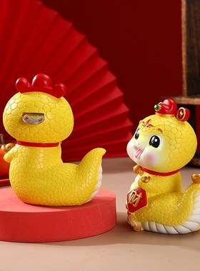 速发国潮蛇插花器小摆件生肖蛇2筒可爱502笔龙年布置装饰品办公桌