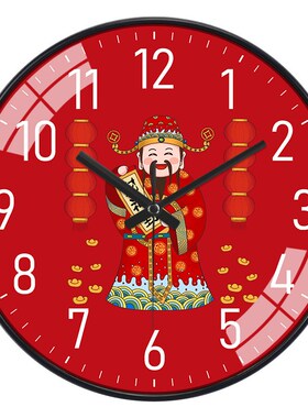 速发新中式客厅挂钟财挂式新神爷钟表电波艺术时钟中墙简约石英钟