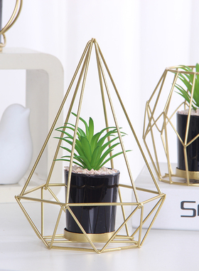 速发几何柜件家居饰品植属绿金盆景客厅客厅酒摆装饰房间摆设