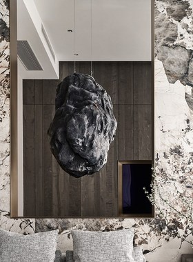 速发抽矿玻璃钢石陨空中吊饰酒店商场头象石雕塑天花板悬挂装饰品