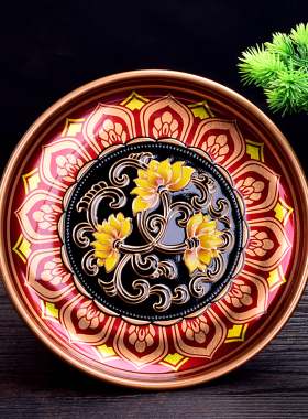 速发供佛合塑莲花果盘家用奉神盘子金料果水托盘贡关公招财水果盘