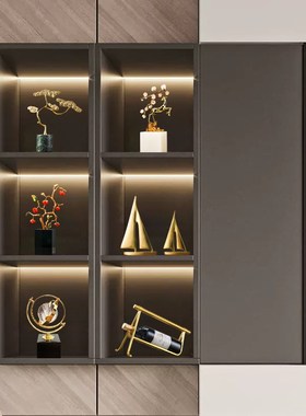 速发黄铜高档工公室品面摆件售楼部样板房酒柜轻奢装饰桌办艺摆设