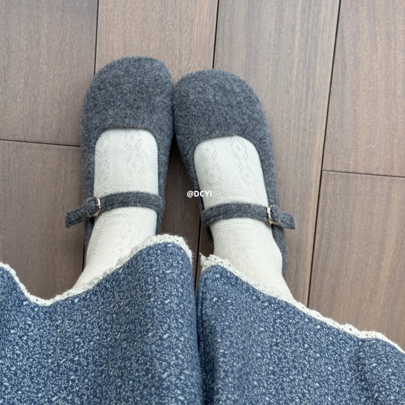 DCYI灰色秋冬保暖棉鞋女可爱黑色豆豆鞋平底安可拉红毛呢绒面单鞋,淘宝优惠券,粉丝福利购,淘宝优惠卷