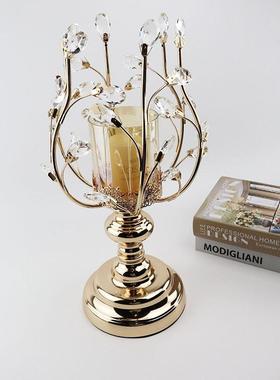 欧式蜡烛台水晶金属烛华台摆件奢式美家GYS用餐桌烛光晚轻餐道具