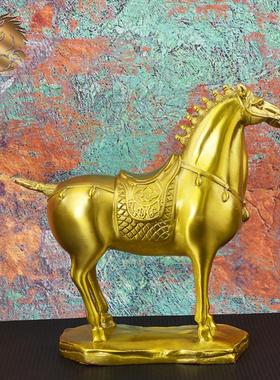 宏达全黄铜将军马办公室玄关铜马工艺品唐马铜器摆件
