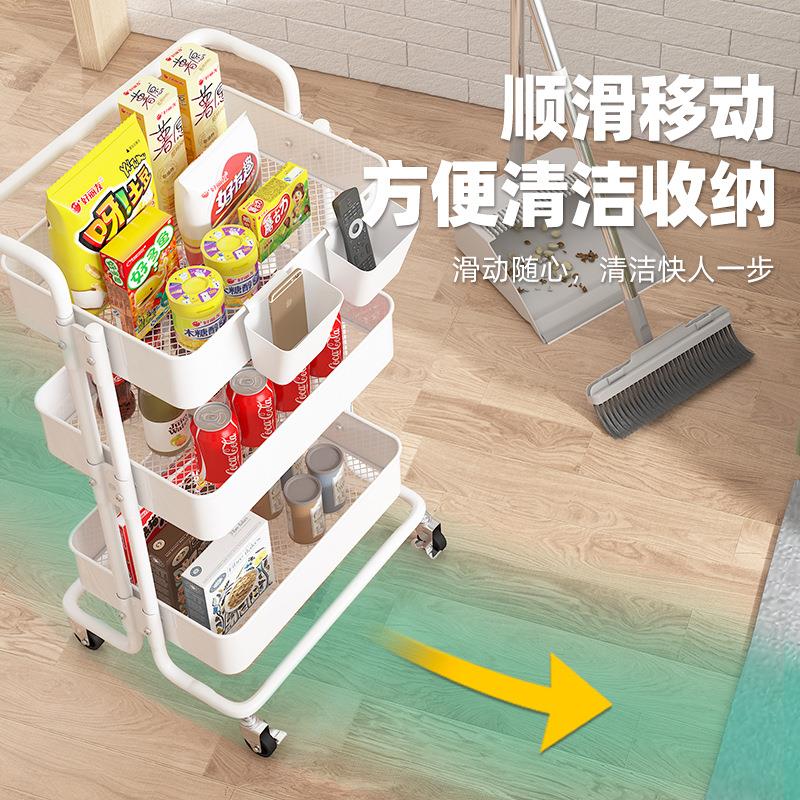 厨房多层置物架落地可移动小推车置物架卫生间旋转零食收纳架 - 图0