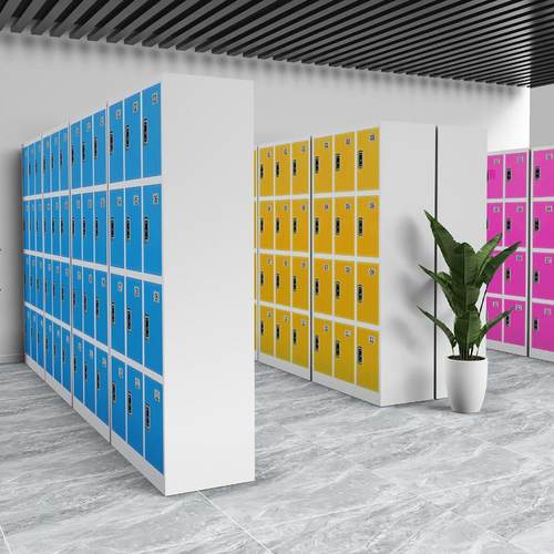 彩色员工更衣柜电子感应锁存包柜换衣柜子健身房带锁铁皮柜储物柜 - 图1