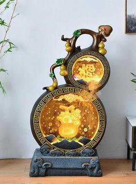 中式流水幕墙假山入户玄关居家客厅公司前台庭院落地景观装饰摆件