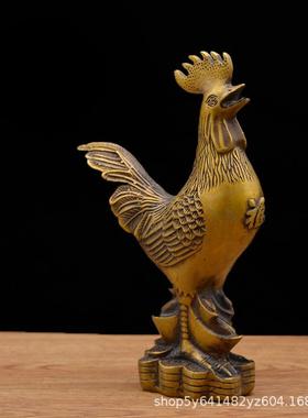 宏达 黄铜鎏金铜器 公鸡 吉祥生肖鸡铜器摆件