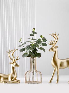 欧轻奢麋家居装20210727饰摆鹿件现代客厅酒柜玄关工艺礼品摆北饰