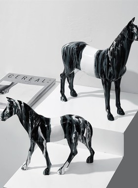 速发桌彩骏马摆件轻奢办公室玄面摆设客厅流关电视柜软装招财饰品