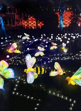 速发玻璃钢饰件蝴蝶摆光别墅户外园林庭院蜜蜂昆虫装发品雕塑