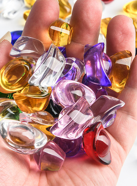 速发红黄紫七休水晶元宝摆招件财2.5厘米家居装饰彩曼扎装聚宝盆