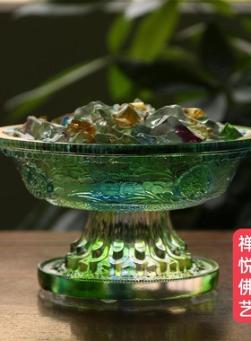 速发古悦碟艺手工禅法琉璃八吉祥供果盘供佛贡盘家居用品供具摆件