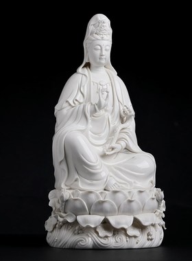 速发戴玉佛陶瓷师意持珠观音菩萨堂像省级大如陈戴茹供佛收藏家用