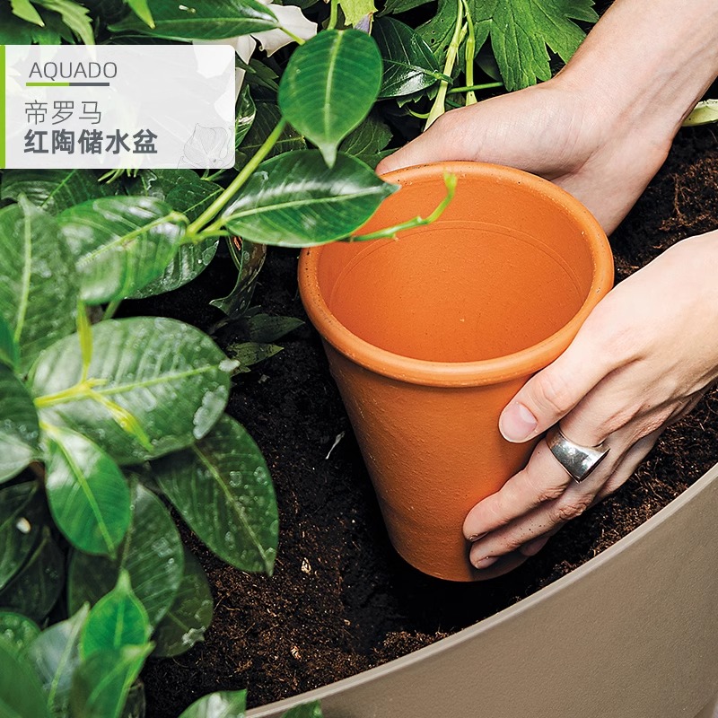 帝罗马红陶圆锥形储水盆15厘米新品陶土盆意大利风格简约高级新品
