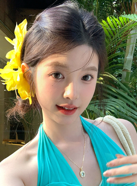 【我的脸很圆】超仙氛围感黄色花朵抓夹百搭出片海边百合花抓夹女
