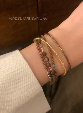 【我的脸很圆】美拉德高级感复古叠戴串珠手链民族风波西米亚手链