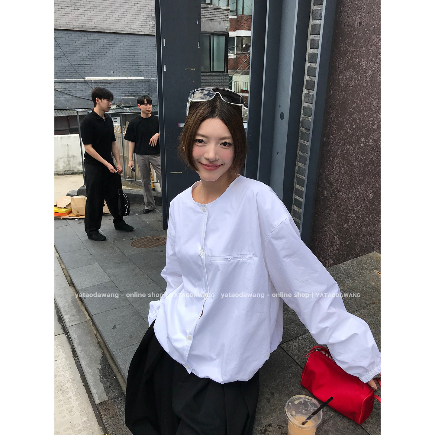 牙套大汪 【汪仔雪包】扑面而来优雅高智女性*设计圆领衬衫