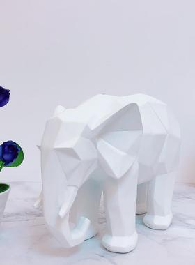 北欧INS风创意摆件客厅办公室家居装饰品几何大象树脂创意工艺品